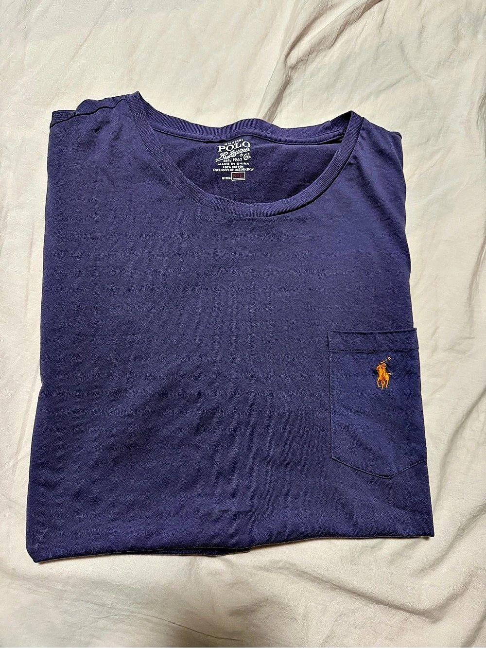 Polo Ralph Lauren Classic Fit Jersey Pocket T-Shirt Blue Lavender Men XXL